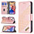 Funda de Cuero Cartera con Soporte Patron de Moda Carcasa L05 para Apple iPhone 13 Oro Rosa