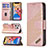 Funda de Cuero Cartera con Soporte Patron de Moda Carcasa L05 para Apple iPhone 13 Pro Max Oro Rosa