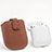 Funda de Cuero con Mosqueton Enchufe para AirPods Carcasa de Carga A04 Negro