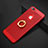Funda Dura Plastico Rigida Perforada con Anillo de dedo Soporte para Apple iPhone 8 Plus Rojo