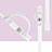 Funda Silicona Cap Tapa Soporte Punta Cubierta Cable Lightning Adaptador Tether Anti-Perdido P01 para Apple Pencil Blanco