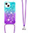 Funda Silicona Carcasa Goma Bling-Bling con Acollador Cordon Lanyard S01 para Apple iPhone 13