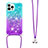 Funda Silicona Carcasa Goma Bling-Bling con Acollador Cordon Lanyard S01 para Apple iPhone 13 Pro