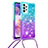 Funda Silicona Carcasa Goma Bling-Bling con Acollador Cordon Lanyard S01 para Samsung Galaxy A23 5G