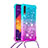 Funda Silicona Carcasa Goma Bling-Bling con Acollador Cordon Lanyard S01 para Samsung Galaxy A50