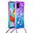 Funda Silicona Carcasa Goma Bling-Bling con Acollador Cordon Lanyard S01 para Samsung Galaxy A51 5G