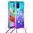 Funda Silicona Carcasa Goma Bling-Bling con Acollador Cordon Lanyard S01 para Samsung Galaxy A51 5G