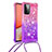 Funda Silicona Carcasa Goma Bling-Bling con Acollador Cordon Lanyard S01 para Samsung Galaxy A72 5G