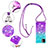 Funda Silicona Carcasa Goma Bling-Bling con Acollador Cordon Lanyard S01 para Samsung Galaxy F42 5G