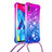 Funda Silicona Carcasa Goma Bling-Bling con Acollador Cordon Lanyard S01 para Samsung Galaxy M10