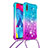 Funda Silicona Carcasa Goma Bling-Bling con Acollador Cordon Lanyard S01 para Samsung Galaxy M10