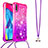 Funda Silicona Carcasa Goma Bling-Bling con Acollador Cordon Lanyard S01 para Samsung Galaxy M10