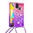 Funda Silicona Carcasa Goma Bling-Bling con Acollador Cordon Lanyard S01 para Samsung Galaxy M21s