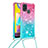 Funda Silicona Carcasa Goma Bling-Bling con Acollador Cordon Lanyard S01 para Samsung Galaxy M21s