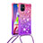 Funda Silicona Carcasa Goma Bling-Bling con Acollador Cordon Lanyard S01 para Samsung Galaxy M51