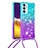 Funda Silicona Carcasa Goma Bling-Bling con Acollador Cordon Lanyard S01 para Samsung Galaxy Quantum2 5G