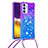 Funda Silicona Carcasa Goma Bling-Bling con Acollador Cordon Lanyard S01 para Samsung Galaxy Quantum2 5G