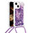 Funda Silicona Carcasa Goma Bling-Bling con Acollador Cordon Lanyard S02 para Apple iPhone 13