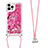 Funda Silicona Carcasa Goma Bling-Bling con Acollador Cordon Lanyard S02 para Apple iPhone 14 Pro