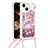 Funda Silicona Carcasa Goma Bling-Bling con Acollador Cordon Lanyard S02 para Apple iPhone 15