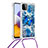 Funda Silicona Carcasa Goma Bling-Bling con Acollador Cordon Lanyard S02 para Samsung Galaxy A22 5G