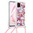 Funda Silicona Carcasa Goma Bling-Bling con Acollador Cordon Lanyard S02 para Samsung Galaxy A81