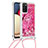 Funda Silicona Carcasa Goma Bling-Bling con Acollador Cordon Lanyard S02 para Samsung Galaxy M02s