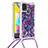 Funda Silicona Carcasa Goma Bling-Bling con Acollador Cordon Lanyard S02 para Samsung Galaxy M21s