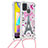 Funda Silicona Carcasa Goma Bling-Bling con Acollador Cordon Lanyard S02 para Samsung Galaxy M21s