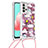 Funda Silicona Carcasa Goma Bling-Bling con Acollador Cordon Lanyard S02 para Samsung Galaxy M32 5G