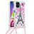 Funda Silicona Carcasa Goma Bling-Bling con Acollador Cordon Lanyard S02 para Samsung Galaxy M51