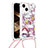 Funda Silicona Carcasa Goma Bling-Bling con Acollador Cordon Lanyard S03 para Apple iPhone 13