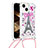 Funda Silicona Carcasa Goma Bling-Bling con Acollador Cordon Lanyard S03 para Apple iPhone 13