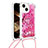 Funda Silicona Carcasa Goma Bling-Bling con Acollador Cordon Lanyard S03 para Apple iPhone 14 Plus