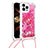 Funda Silicona Carcasa Goma Bling-Bling con Acollador Cordon Lanyard S03 para Apple iPhone 14 Pro