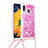 Funda Silicona Carcasa Goma Bling-Bling con Acollador Cordon Lanyard S03 para Samsung Galaxy A20