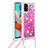 Funda Silicona Carcasa Goma Bling-Bling con Acollador Cordon Lanyard S03 para Samsung Galaxy A51 4G