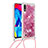 Funda Silicona Carcasa Goma Bling-Bling con Acollador Cordon Lanyard S03 para Samsung Galaxy M10