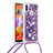 Funda Silicona Carcasa Goma Bling-Bling con Acollador Cordon Lanyard S03 para Samsung Galaxy M11