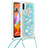 Funda Silicona Carcasa Goma Bling-Bling con Acollador Cordon Lanyard S03 para Samsung Galaxy M11