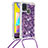 Funda Silicona Carcasa Goma Bling-Bling con Acollador Cordon Lanyard S03 para Samsung Galaxy M21s