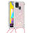 Funda Silicona Carcasa Goma Bling-Bling con Acollador Cordon Lanyard S03 para Samsung Galaxy M21s