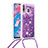 Funda Silicona Carcasa Goma Bling-Bling con Acollador Cordon Lanyard S03 para Samsung Galaxy M30