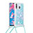 Funda Silicona Carcasa Goma Bling-Bling con Acollador Cordon Lanyard S03 para Samsung Galaxy M30