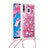 Funda Silicona Carcasa Goma Bling-Bling con Acollador Cordon Lanyard S03 para Samsung Galaxy M30