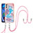 Funda Silicona Gel Goma Patron de Moda Carcasa con Acollador Cordon Lanyard Y03B para Motorola Moto E32s