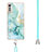 Funda Silicona Gel Goma Patron de Moda Carcasa con Acollador Cordon Lanyard Y05B para LG Velvet 4G