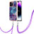 Funda Silicona Gel Goma Patron de Moda Carcasa con Acollador Cordon Lanyard Y07B para Apple iPhone 13 Pro