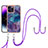 Funda Silicona Gel Goma Patron de Moda Carcasa con Acollador Cordon Lanyard Y07B para Apple iPhone 14 Pro