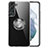 Funda Silicona Ultrafina Carcasa Transparente con Magnetico Anillo de dedo Soporte S02 para Samsung Galaxy S21 5G